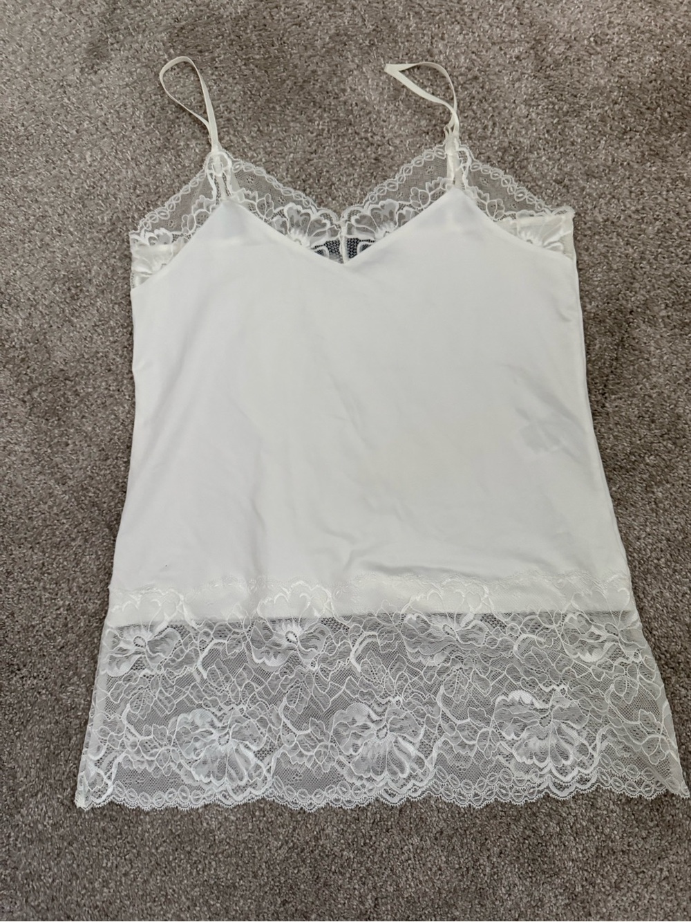 White House Black Market White Lace-Trim Camisole Chemise